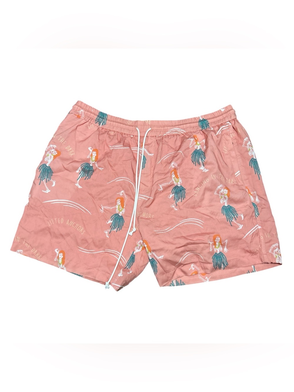 NWT Lifted Anchors Men’s 3XL Skeleton Hula Swim Trunks Pink Coral Graphic Shorts